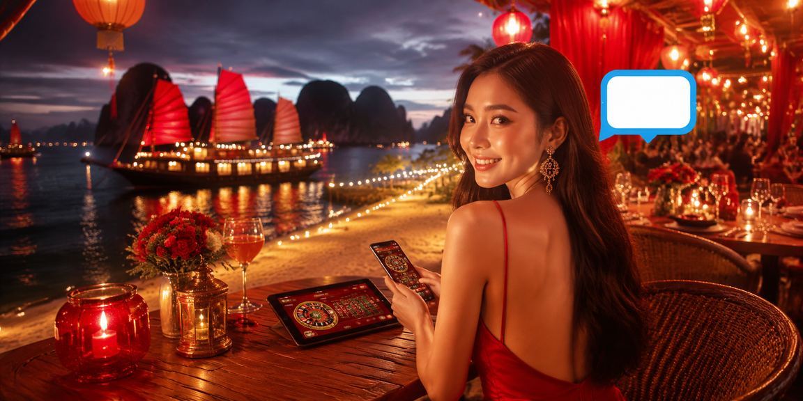 Vịnh Hạ Long và ly cà phê gợi trải nghiệm đăng ký tài khoản giải trí trên mobile